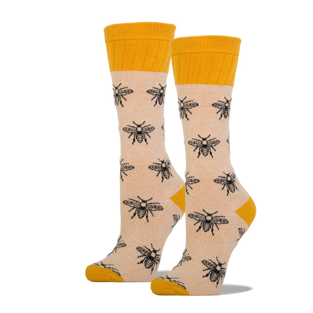 Bee Hiking Socks Women&#39;s Crew Sock Oatmeal