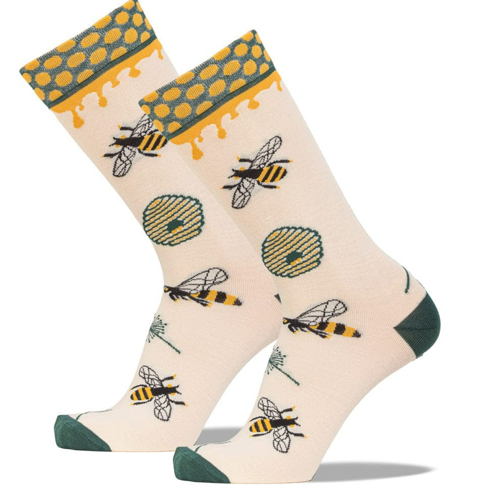 Bee Kind Crew Sock Mens / Ivory