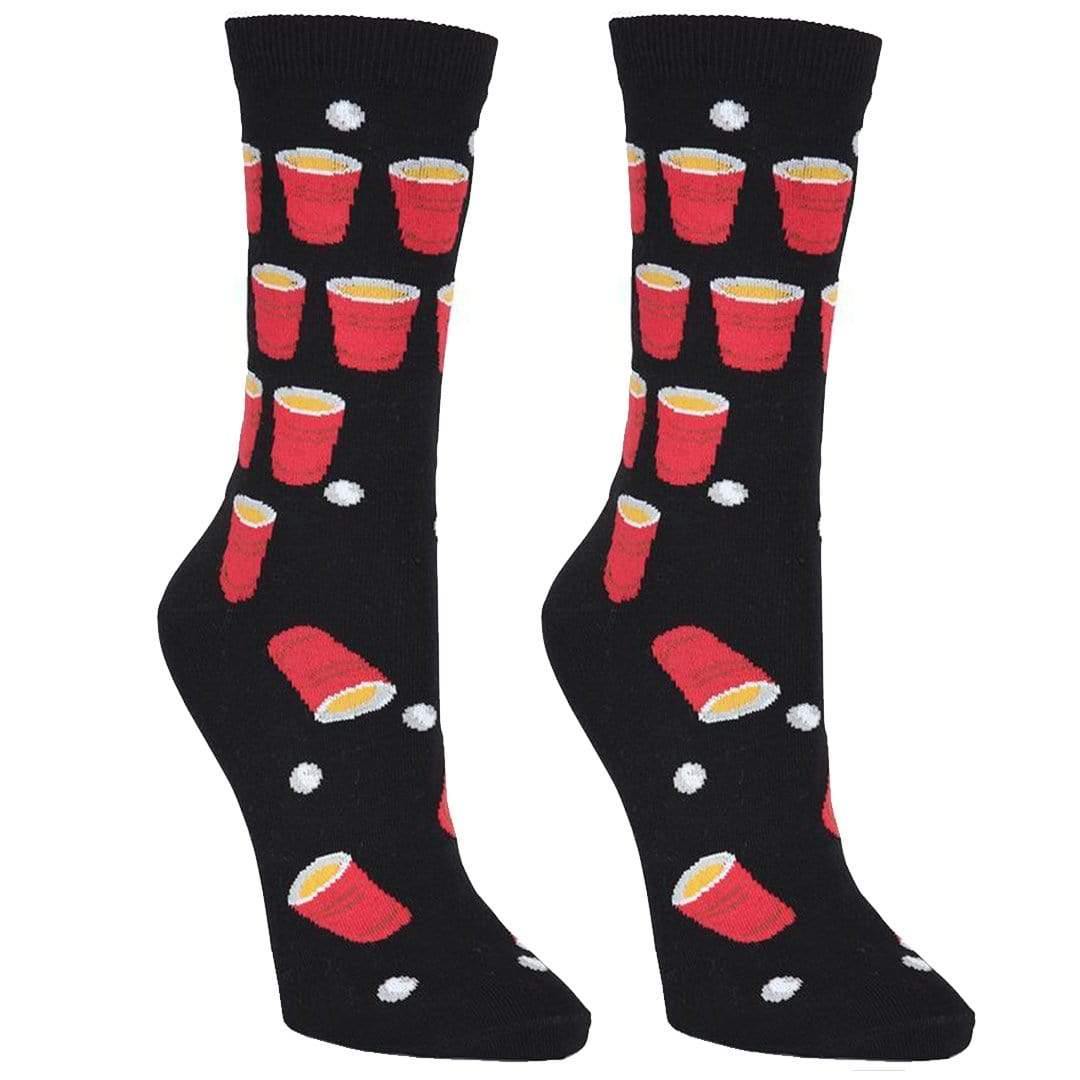 Beer Pong Socks Women's Crew Sock Black
