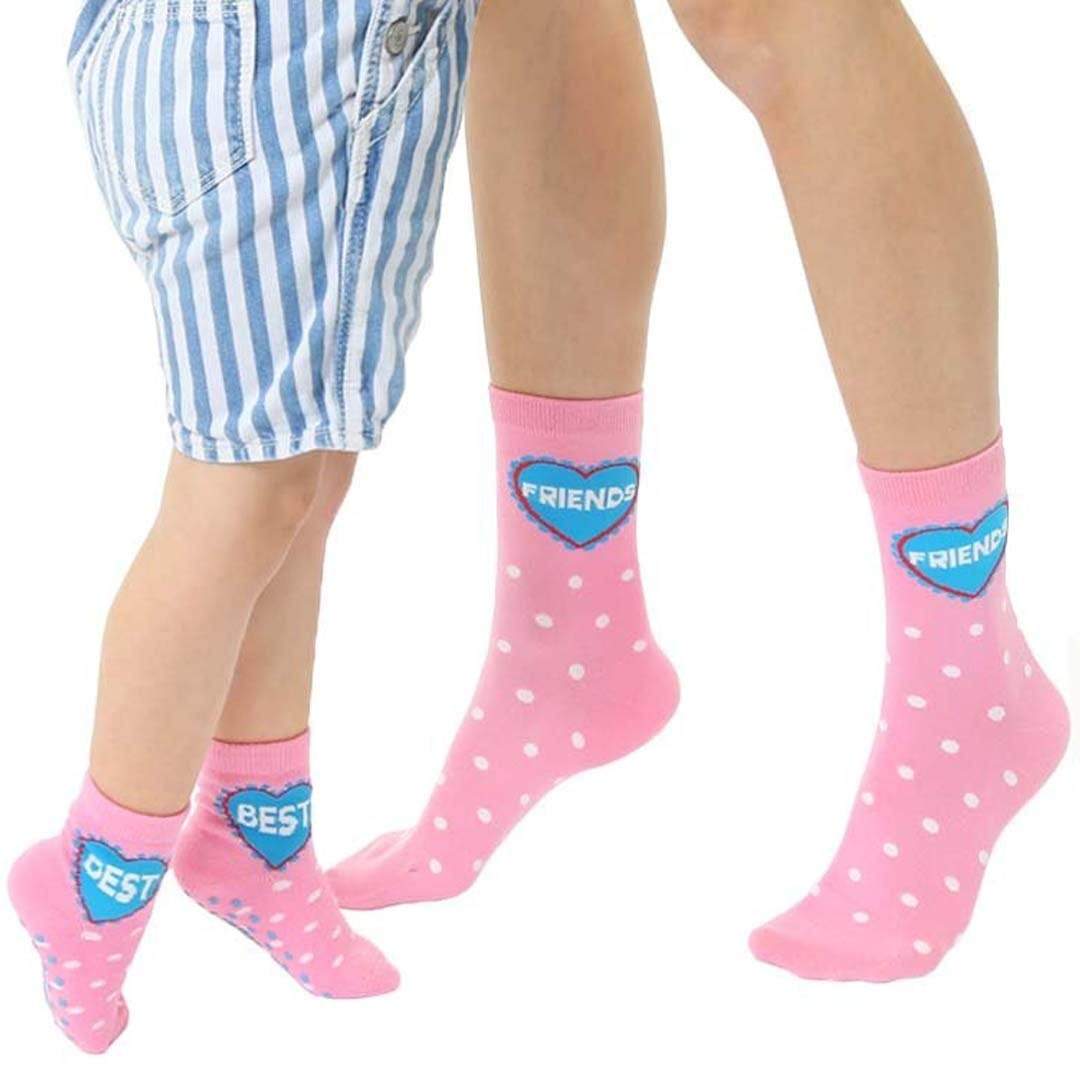 Best Friends Me And Mini Crew Socks Pink