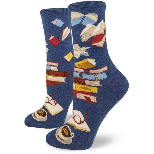 Blue Library Socks for Literacy Women's Crew Sock Blue