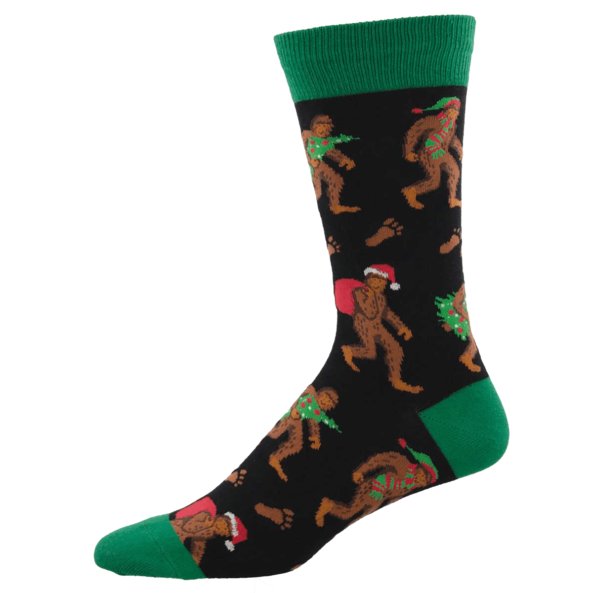 Big Foot Christmas Men&#39;s Crew Socks Black