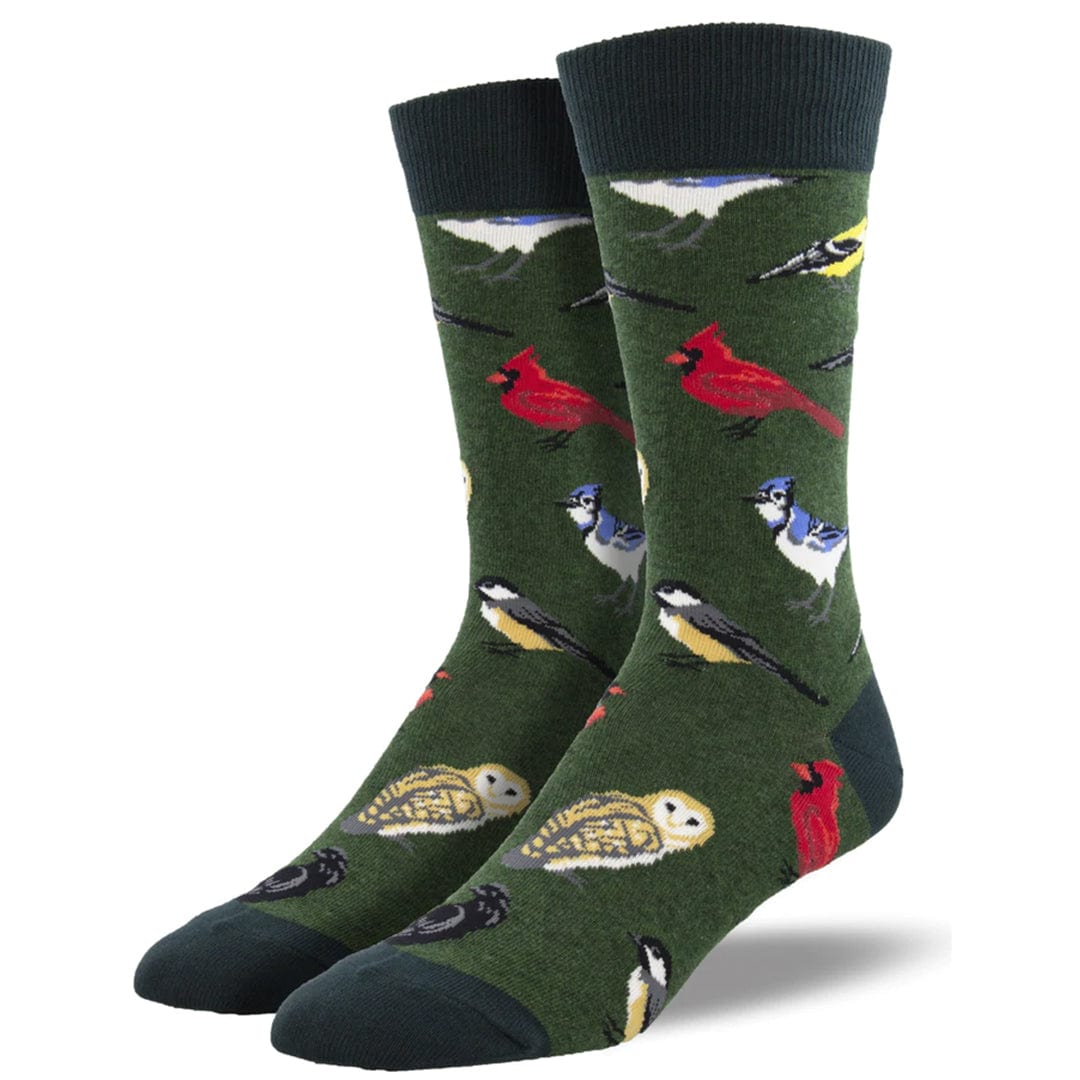 Bird Is The Word Men's Crew Socks Green