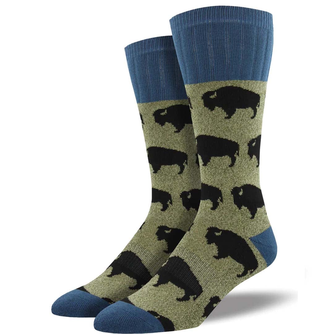 Bison Hiking Socks Men's Crew Sock Green