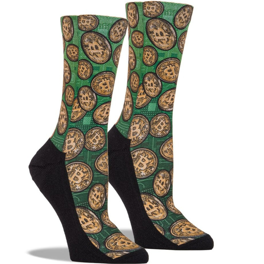 Bitcoin Crypto Men&#39;s Crew Sock Green / Women&#39;s