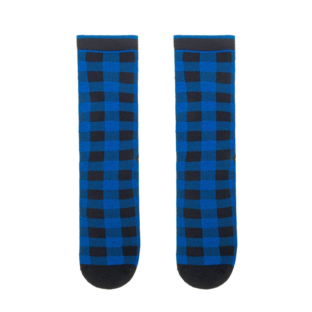 Blue Buffalo Plaid Socks Crew Sock Women&#39;s / Blue
