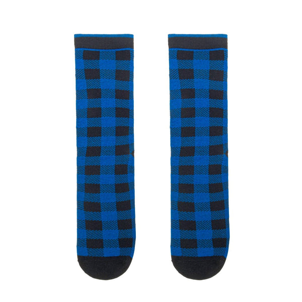 Blue Buffalo Plaid Crew Socks - Women's / Blue - John's Crazy Socks