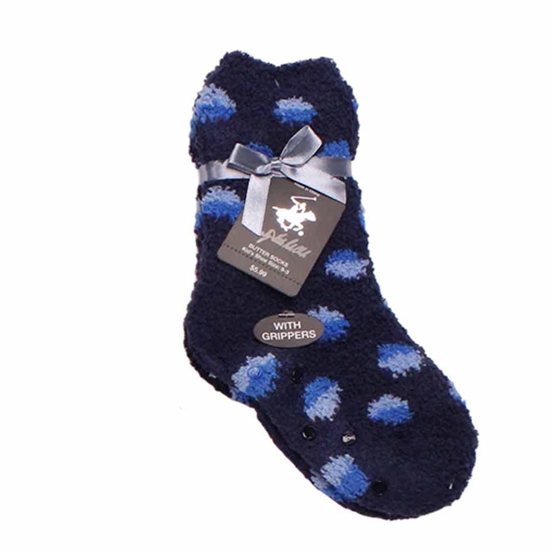 Dot Print Fuzzy Kids Socks Kids / Blue