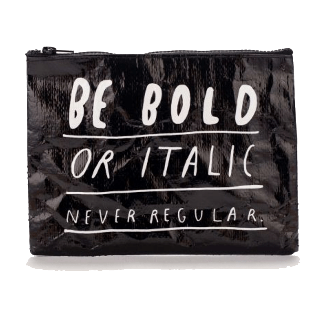 Bold Italic Zipper Pouch Black