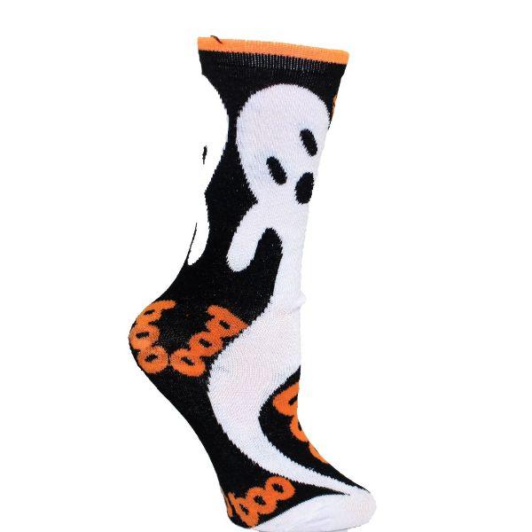Halloween Boo Socks Women&#39;s Crew Sock Black