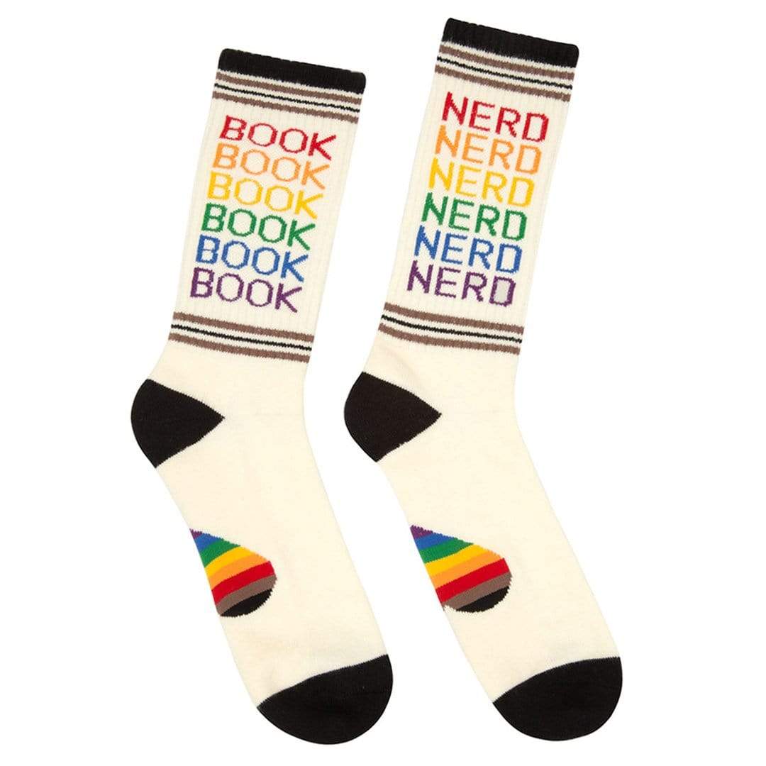 Book Nerd Pride Men&#39;s Crew Socks White