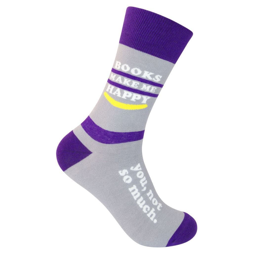 Books Make Me Happy You Not So Much Unisex Crew Socks Grey