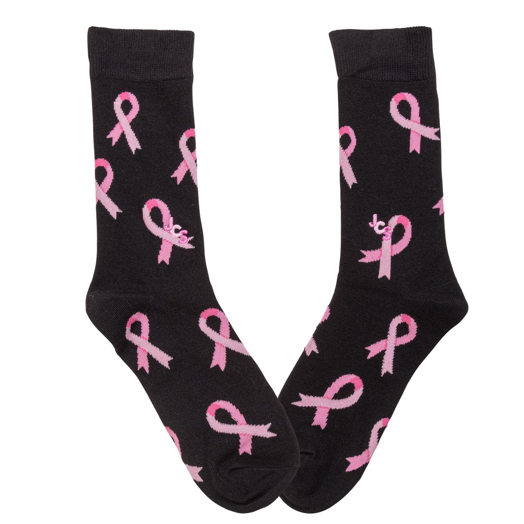 Breast Cancer Awareness Ribbon Black Crew Sock