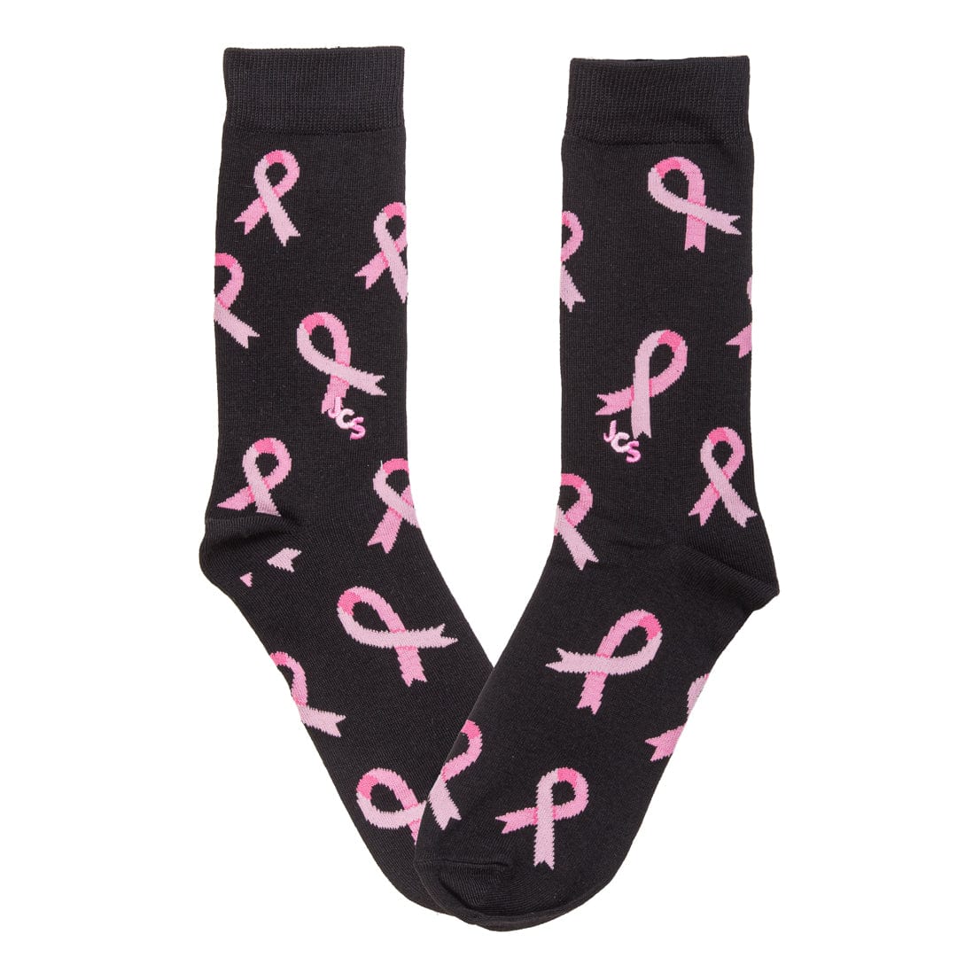 Breast Cancer Awareness Ribbon Black Crew Sock