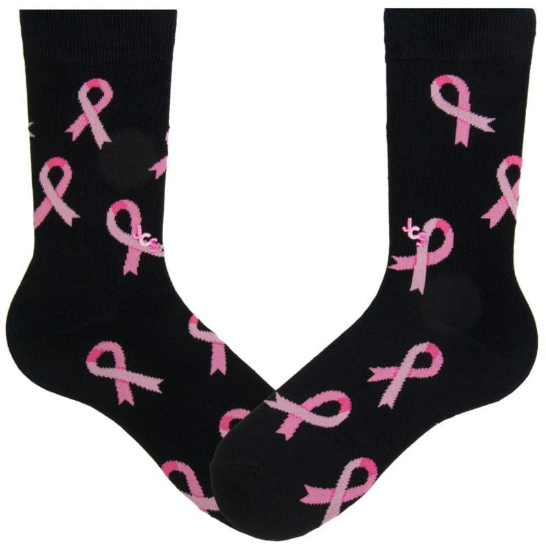 Breast Cancer Awareness Ribbon Black Crew Sock Black / Pink / Men's