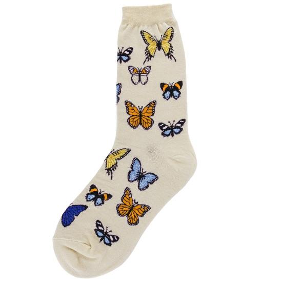 Butterflies Socks Women's Crew Sock Ivory