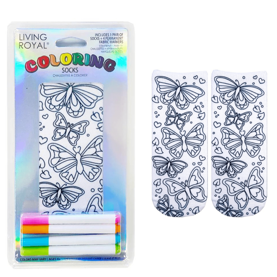 Butterfly Coloring Socks White