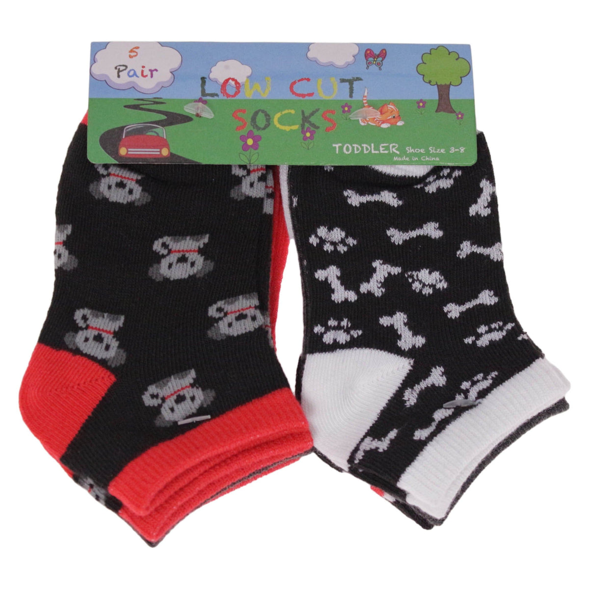 Toddler Low Cut Puppy 5pk Socks Multi