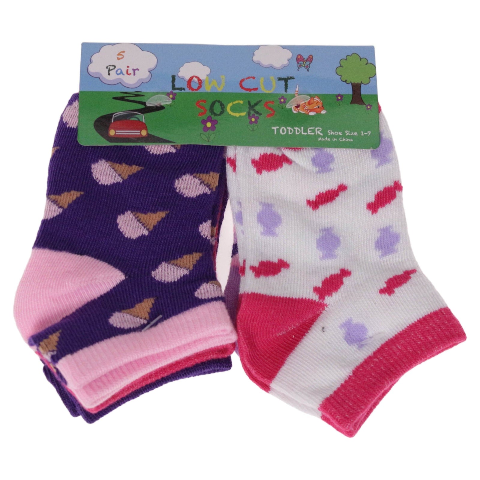 Toddler Low Cut Sweets 5pk Socks Multi