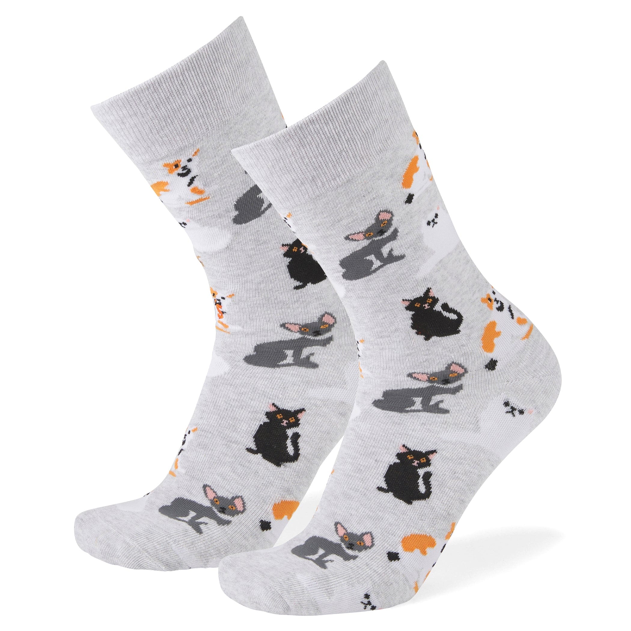 Cat Breeds Crew Socks Grey