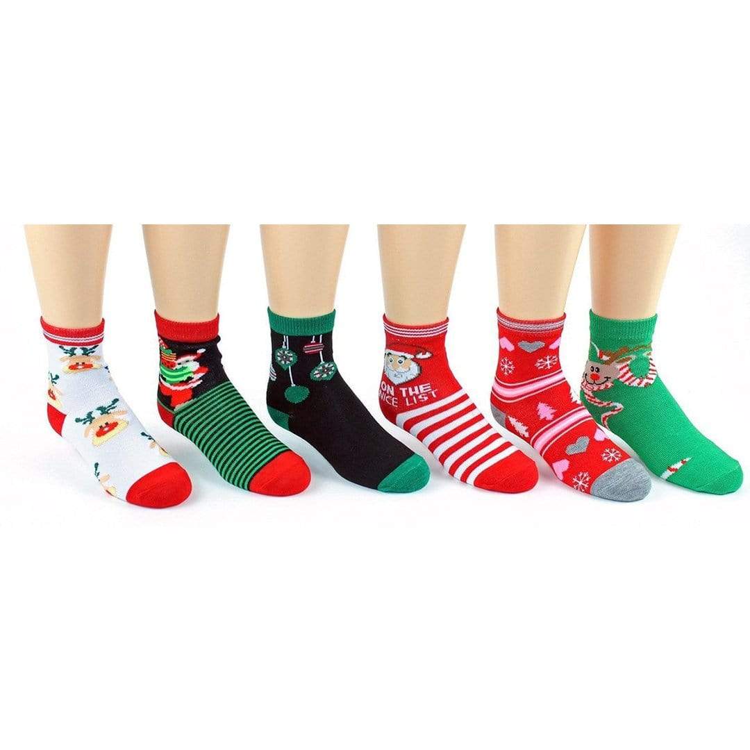 Kid's Christmas Ankle Socks Ages 2-5 - 3 pack Red / Green