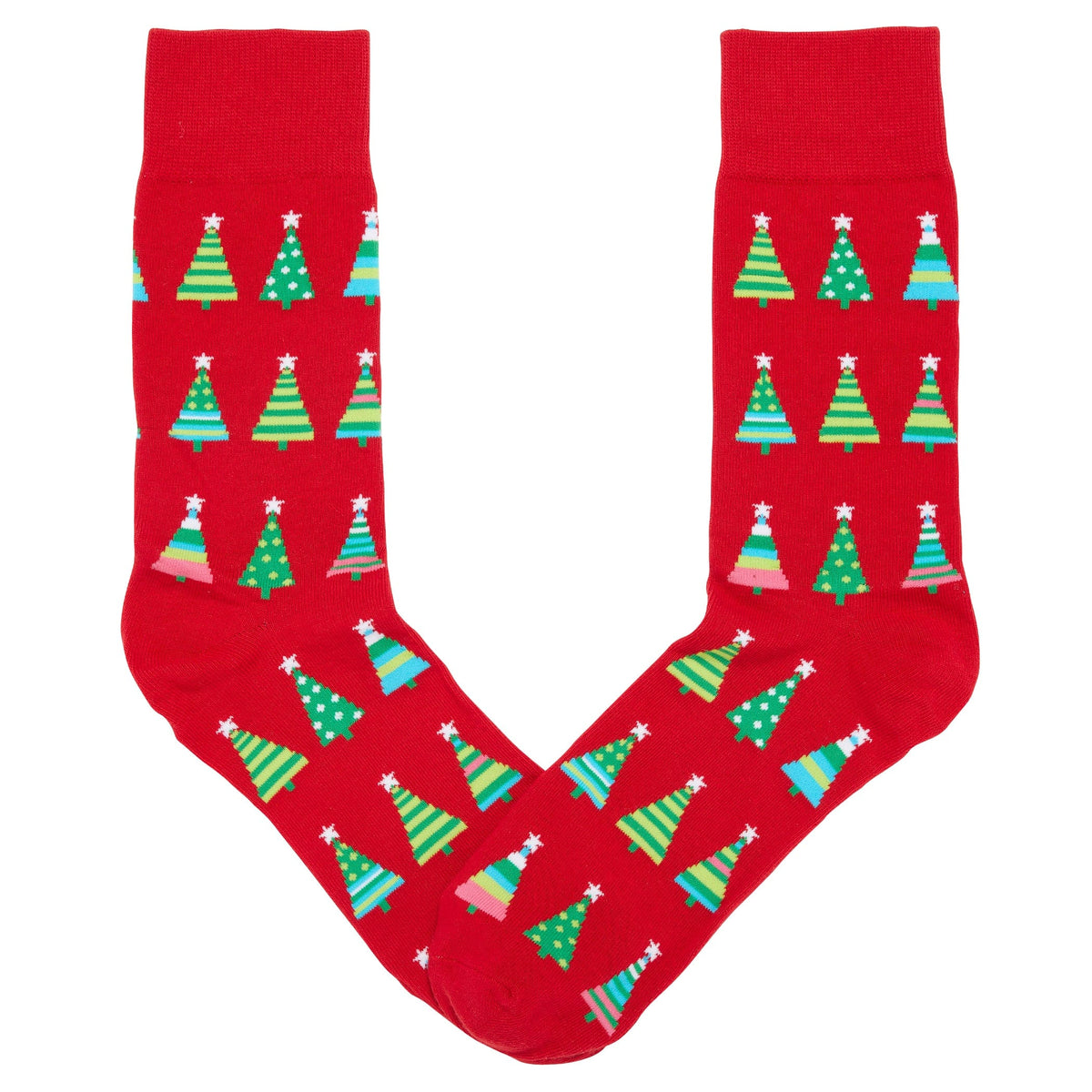 Christmas Trees Crew Socks Red