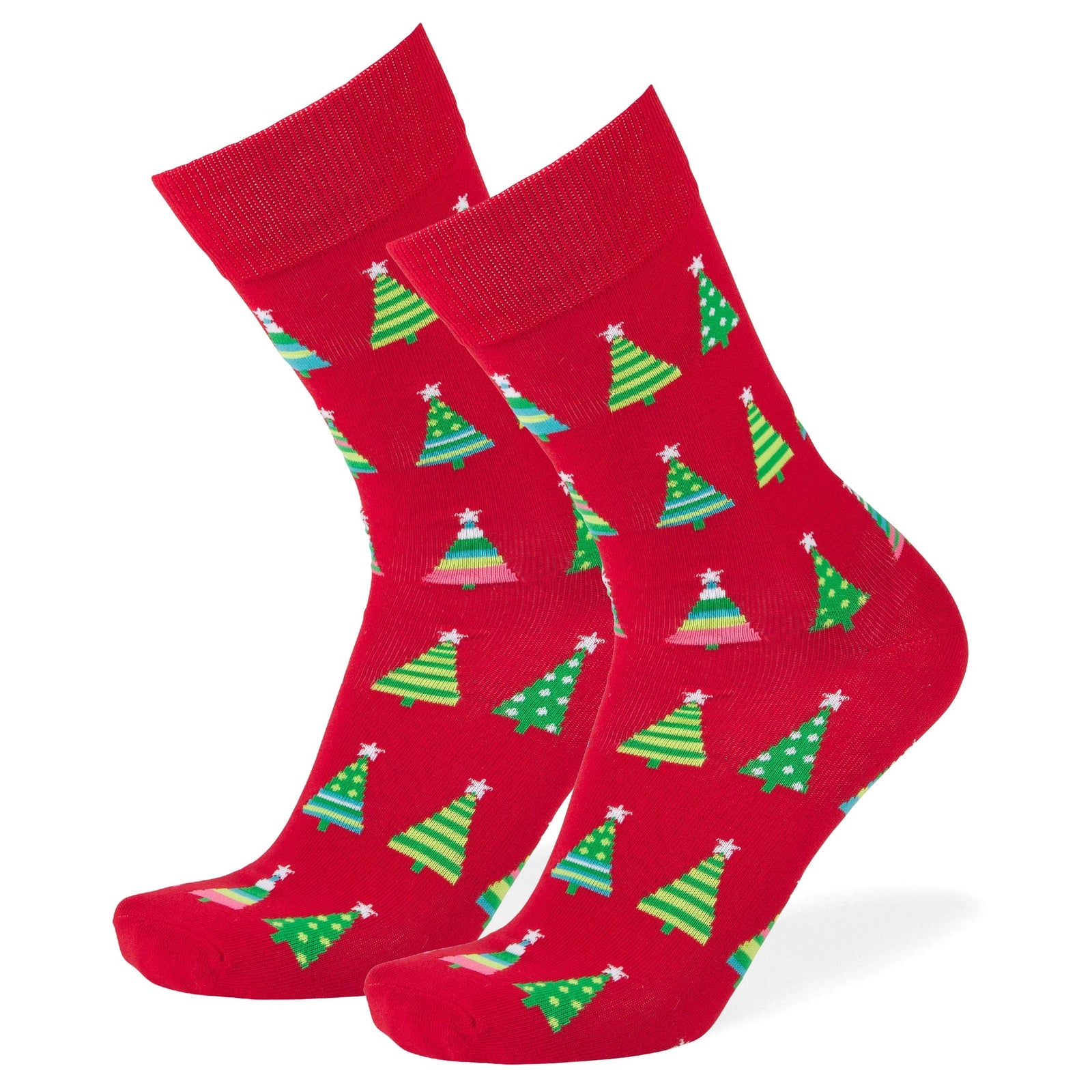 Christmas Trees Crew Socks Red