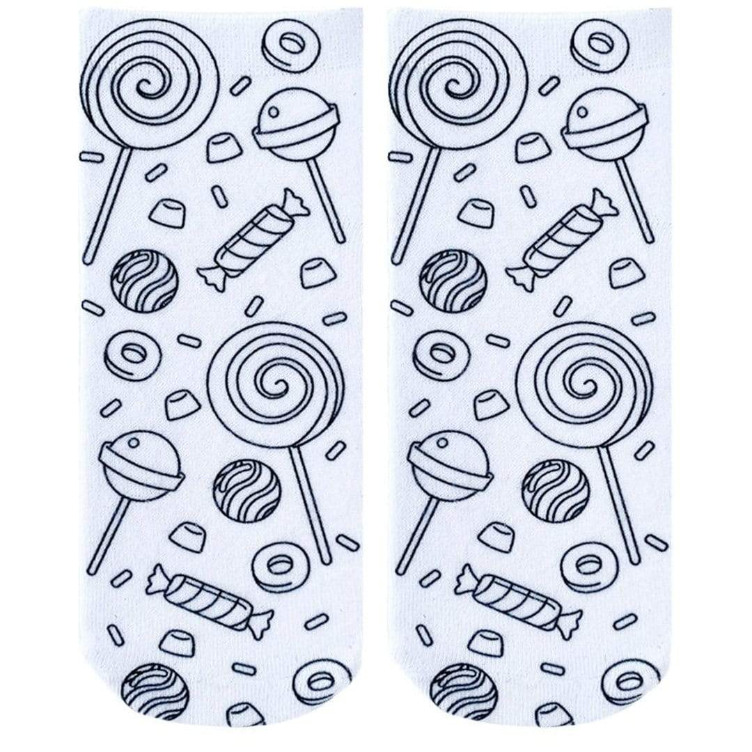 Candy Explosion Coloring Socks White