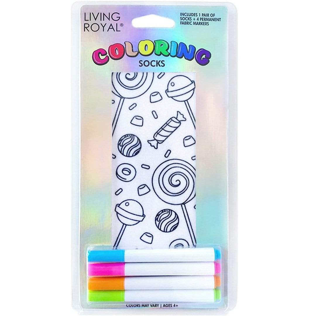 Candy Explosion Coloring Socks White