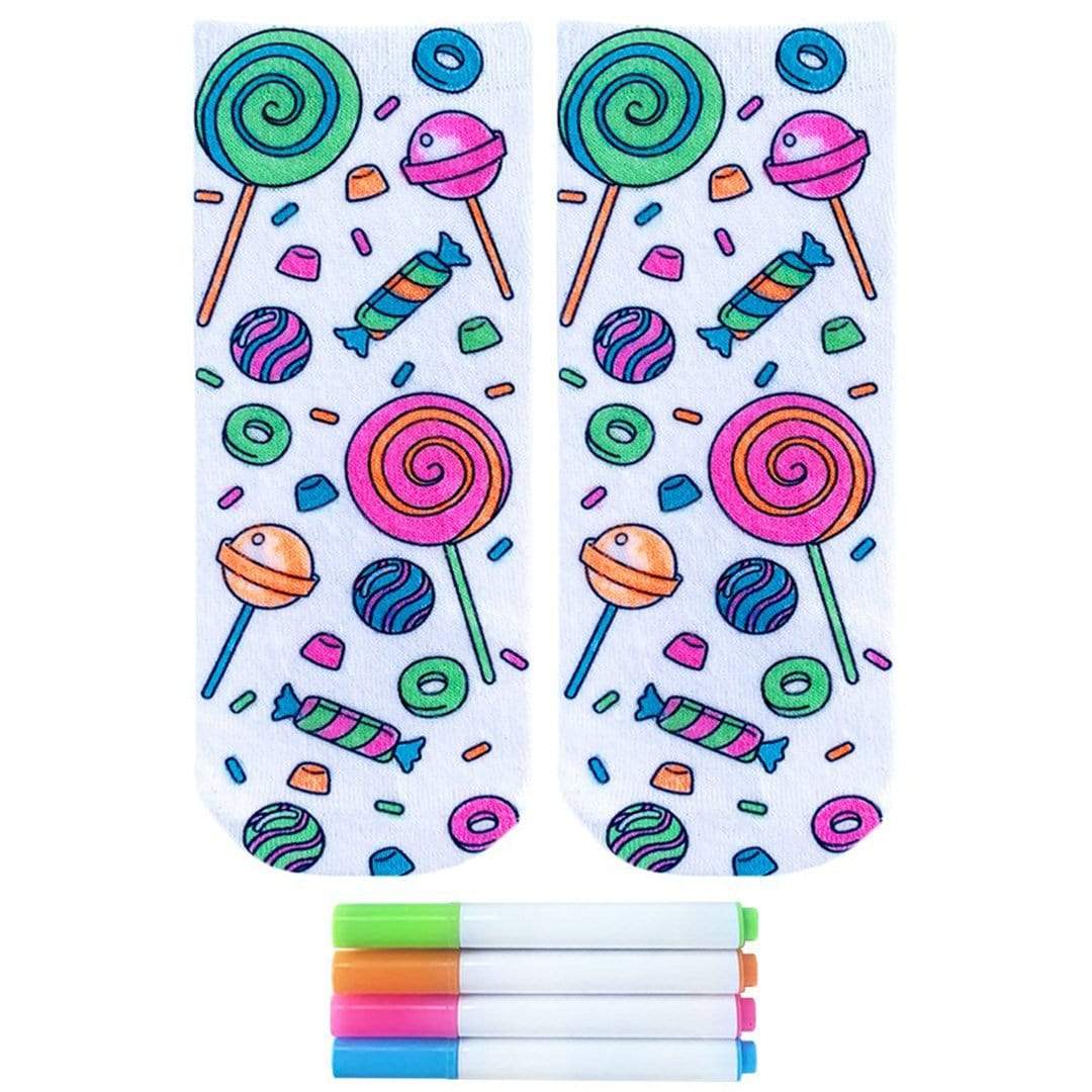 Candy Explosion Coloring Socks White