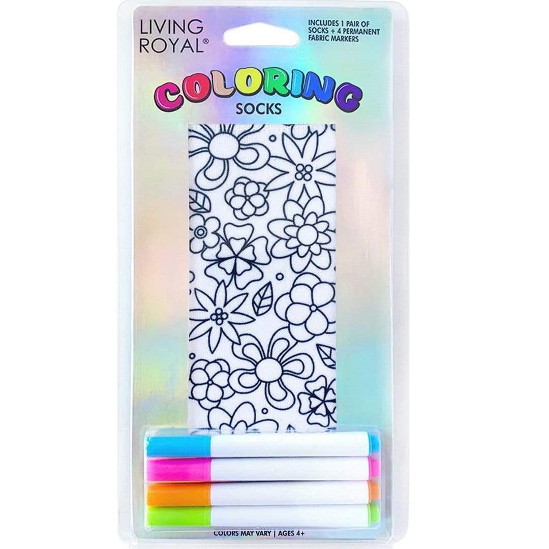 Flower Party Coloring Socks White