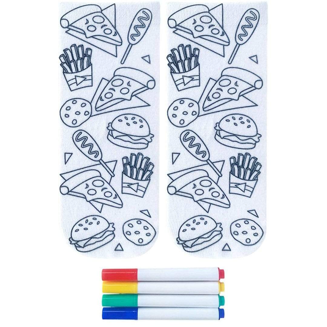 Junk Food Life Coloring Socks White