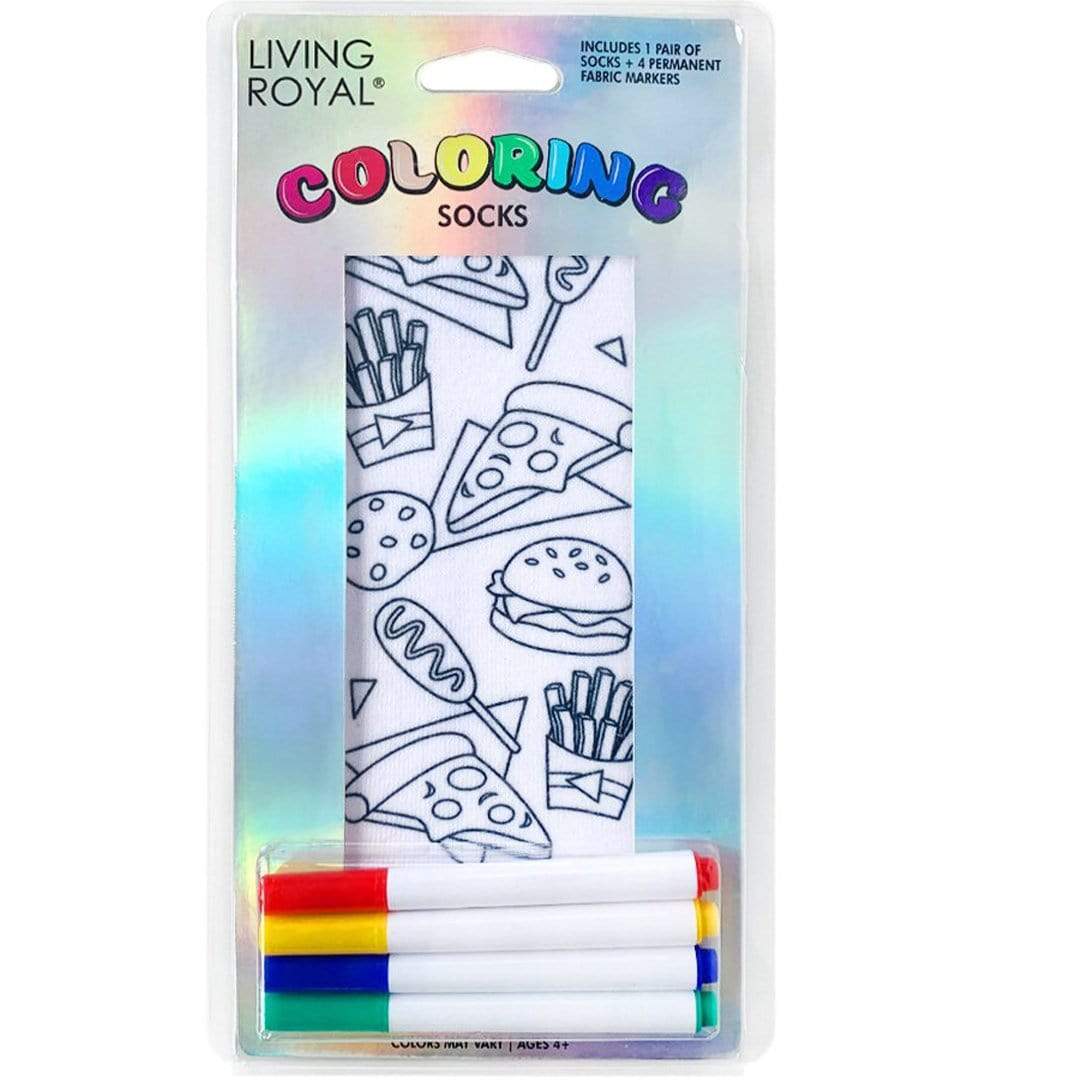 Junk Food Life Coloring Socks White