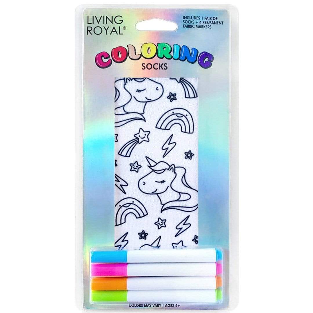 Unicorn Galaxy Coloring Socks White
