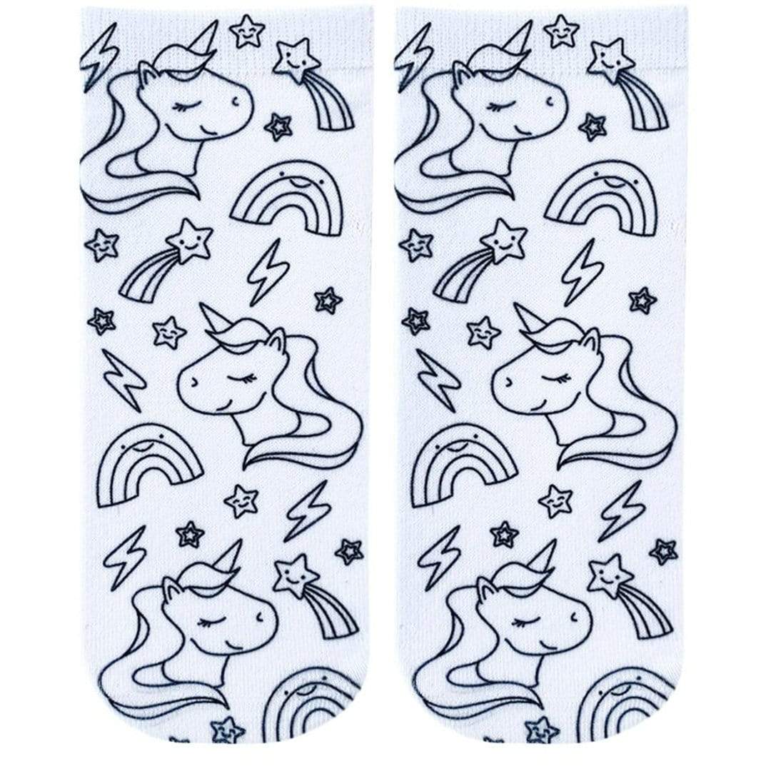 Unicorn Galaxy Coloring Socks White