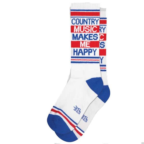 Country Music Makes Me Happy Crew Socks Unisex Crew Sock White