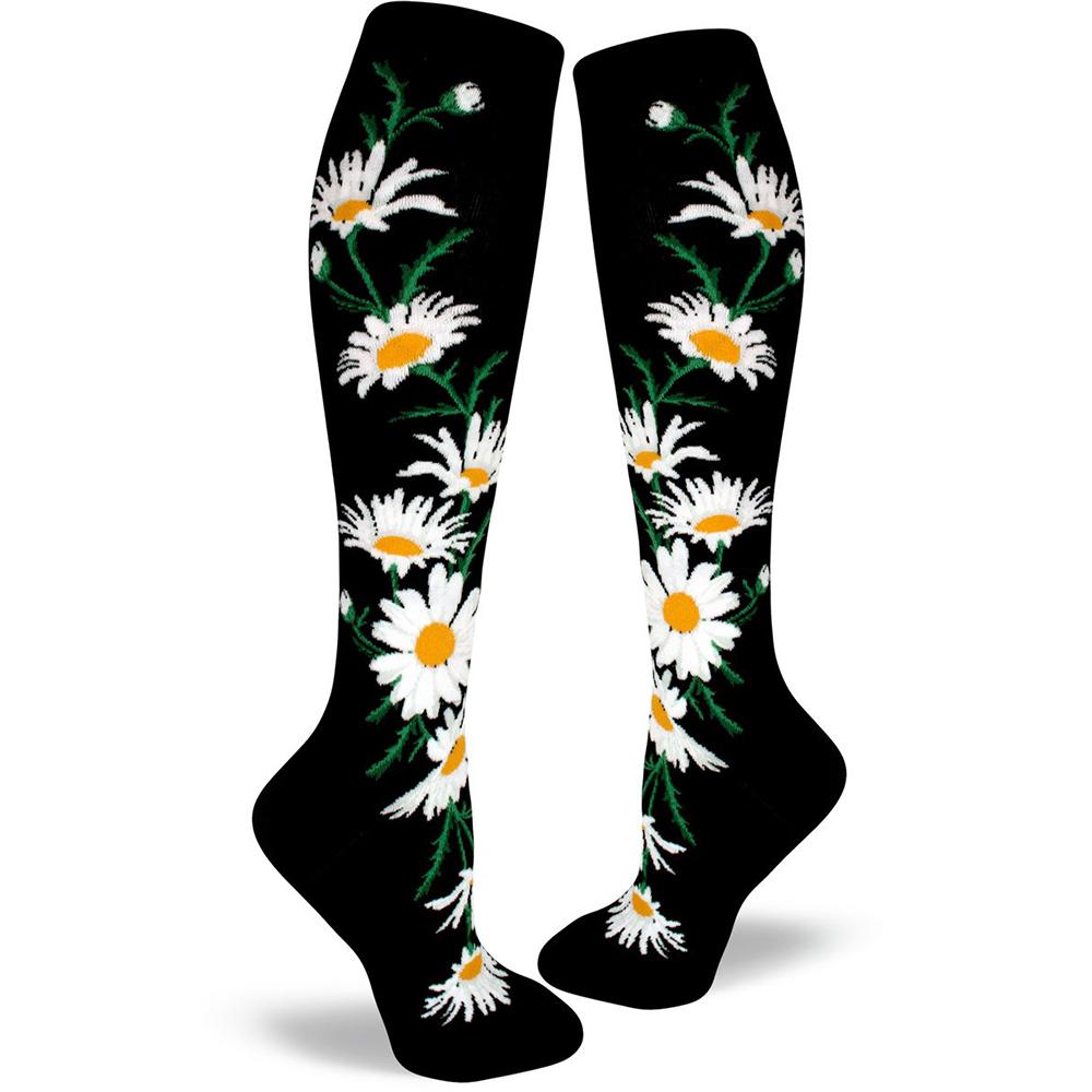Crazy for Daisies Socks - Knee High Socks black