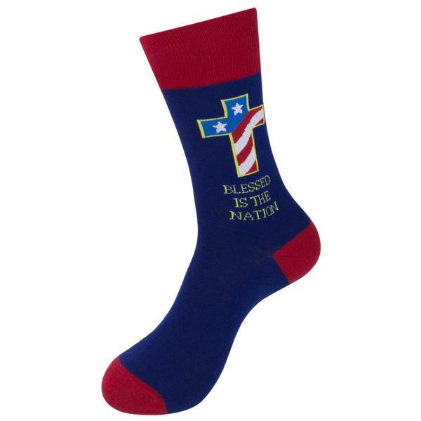 Blessed Is The Nation Socks Unisex Crew Sock blue