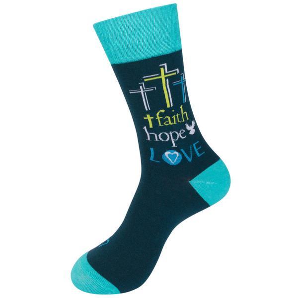 Faith Hope Love Unisex Crew Socks - blue - John's Crazy Socks