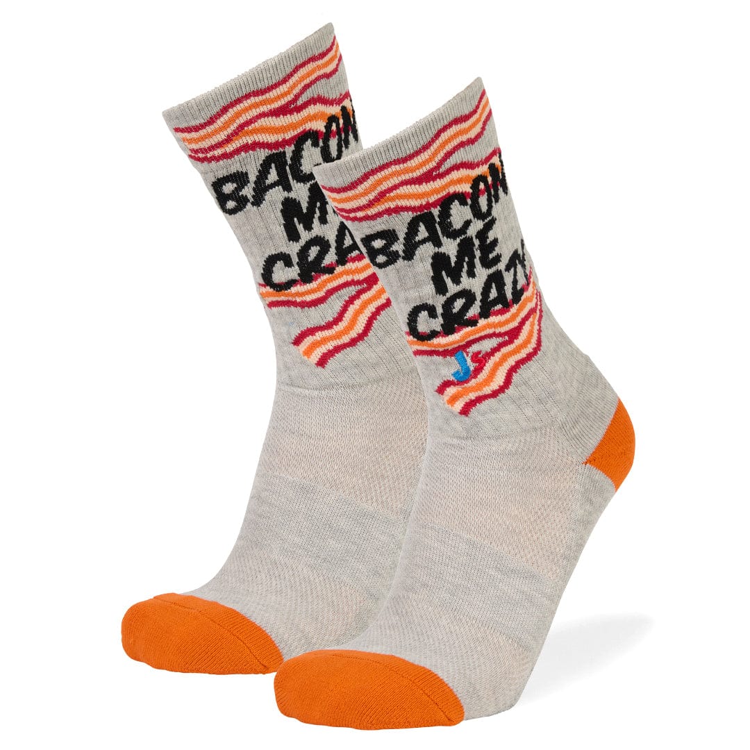 Bacon Me Crazy Athletic Crew Socks Grey / Large