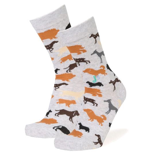 Dog Breeds Men's Crew Socks Grey