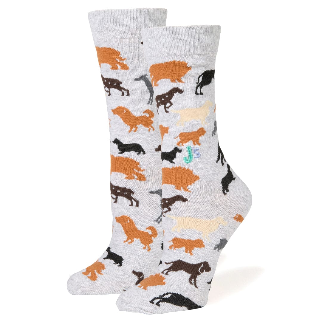 Dog Breeds Women's Crew Socks Grey