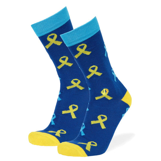 Down Syndrome Multi Ribbon Crew Socks Blue / Large