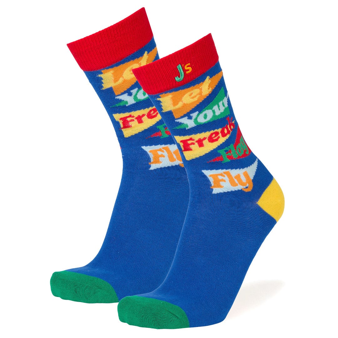Let Your Freak Flag Fly Men's Crew Socks Blue