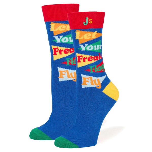 Let Your Freak Flag Fly Women's Crew Socks Blue
