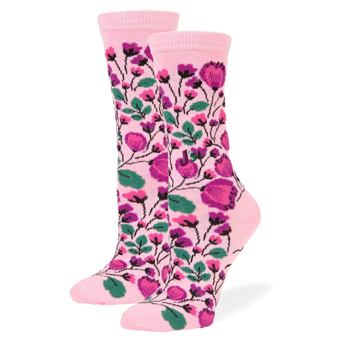 Pink Floral Crew Socks Pink