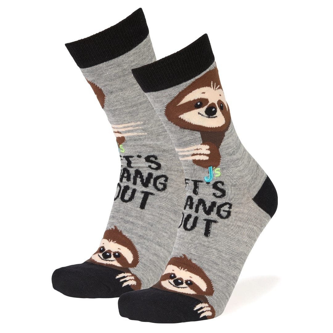 Let&#39;s Hang Out Sloth Men&#39;s Crew Socks Grey