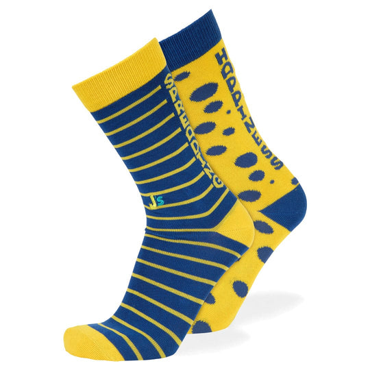 Mismatched Spreading Happiness Crew Socks Blue / Large