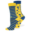 Mismatched Spreading Happiness Crew Socks Blue / Medium