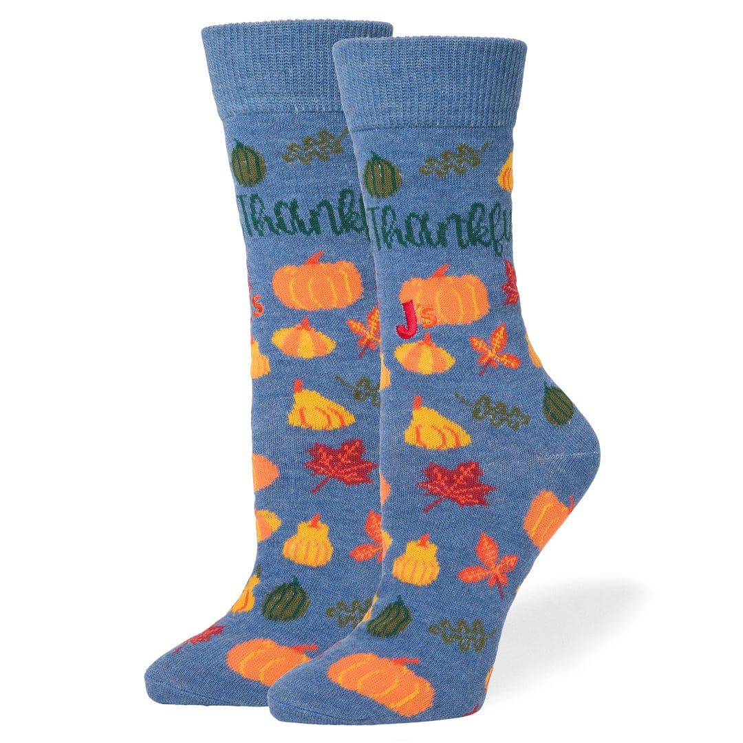 Thankful Women's Crew Socks Blue